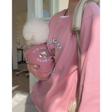 견주랑 강아지옷 커플룩 베어 맨투맨 티셔츠 세트s, 인디핑크