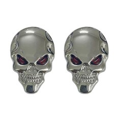 2Pcs 메탈 스켈레톤 해골 로고 엠블럼 자동차 스티커 자동차 트럭 오토바이 휴대폰 컴퓨터 노트북 브론즈 데칼, Silver