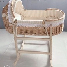 원목 라탄요람 소품 소풍 바스켓 수납 QC1 바구니 80CM 휠형, AJ. 바구니  갈색 및 흰색 안감  나무 브