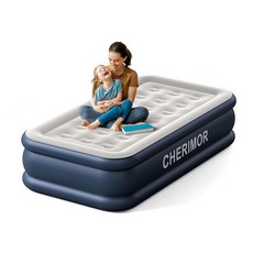 CHERIMOR 펌프가 내장된 트윈 에어 매트리스 18개의 두꺼운 공기 주입식 침대 199.6kg(440파운드) 편안한 지지력 캠핑용 휴대용 가방이 있는 공기 주입식 블로, CHERIMOR 펌프가 내장된 트윈 에어 매트리스 18