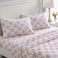 Laura Ashley 홈 플란넬 컬렉션 면 시트 침구 방축 가공 세트 포근한 부드러움 편안함