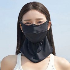 防曬面罩 夏季護頸遮陽防紫外線透氣3D立體護眼角戶外防曬口罩-熱銷爆款推薦, 3D冰絲護脖【黑色】, 1個