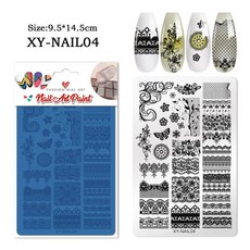 네일 템플릿 인쇄 강판 레이스 나비 꽃 뱀 그리드 패턴 전송 손톱 아트 스텐실 스탬프 도구, 옵션05) XY-04, 1개