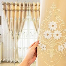 혜신 아일렛형 1+1 유럽식 럭키 데이지 이층커튼 거실 침실 차광 커튼