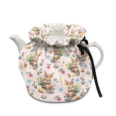 NETILGEN 티포트 코지 티 커버 단열재 및 보온 워머 주부 친구를 위한 훌륭한 선물 초록 잎 화이트