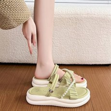女鞋夏季小個字小尺碼親子拖鞋一鞋兩穿大尺碼鞋子涼鞋女夏季寬楦舒適運動拖鞋增高防滑耐磨厚底涼鞋韓國黑色輕量透氣涼拖鞋一腳蹬懶人鞋娃娃鞋厚底鞋沙灘鞋女涼鞋防臭涼鞋編織涼鞋, 35, 淺綠