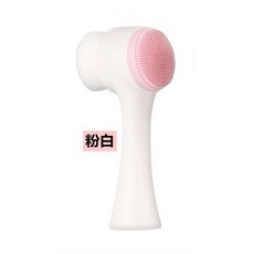 雙面洗臉刷 手動潔面刷 卸妝清潔刷, 1個, 洗臉刷-粉白色