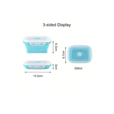 4개 세트 350/500/800/1200ml 접이식 실리콘 도시락 세트 마카롱 색상 휴대용 보온 식품 용기 야외 피크닉, 14 1Pc 350ml blue