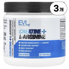 에볼루션 뉴트리션 크레아틴 + L-아르기닌 (무맛) EVLution Nutrition Creatine + L-Arginine Unflavored 200g, 3개