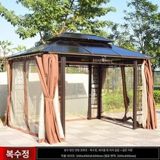 파빌리온 오두막 쉼터 옥상 가제보 바베큐 테라스 펜션, 3.5x4.5m 단일 정자 쉬어 커튼