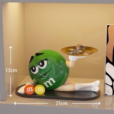 M&M's 豆子公仔造型鑰匙收納盒 擺件 托盤置物架, 1個, 綠豆桌面收納