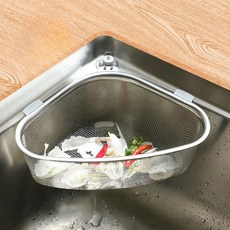 約翰家庭百貨 水槽殘渣三角過濾籃 - 大容量廚餘瀝水架 水槽濾網/隔離網, 1個