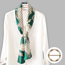 여성 사각 실크 스카프 스카프링 포함