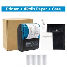 GOOJPRT 영수증 프린터 휴대폰 컴퓨터용 미니 휴대용 티켓 목록 비즈니스용, 4 Rolls Case Set 1