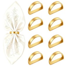 8피스 매트 골드 반원형 냅킨 링 금속 냅킨 버클 모던 장식 가정 주방 테이블 세팅 디너 파티 웨딩 연회 장식