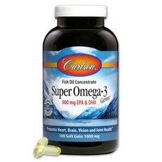 Carlson 超級 Omega-3 500 毫克 EPA 和 DHA 軟膠囊, 1個
