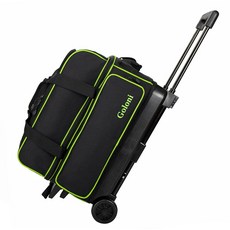 볼링캐리어 볼링가방 2구 더블 트롤리 2볼백 볼링공, 1개, 블랙 레몬그린 러버