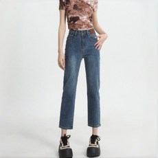 VIISHOW 여성 스판좋은 슬림핏 하이웨스트 일자 청바지