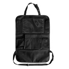 巷仔口 汽車後座收納袋 椅背收納袋 車用座椅後背置物袋 多功能懸掛式 車內置物整理, 1個, 平板背袋,袋裝, 黑色