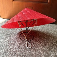 塑料斗笠帽 戶外農用遮陽釣魚帽 道具舞蹈演出帽, 紅色