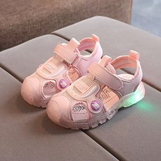 아동 LED 발광 라이팅 샌들 코막힌 샌들 매쉬 남아 여아 어린이 키즈