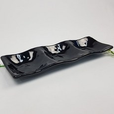 업소용 멜라민 직사각 3칸 32cm 흑색 VV 나눔접시 찬기 반찬, 업소용멜라민 직사각3칸 32cm 흑색, 1개