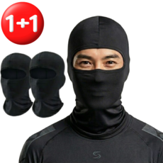 [1+1] 스포츠 쿨 바라클라바 여름 자외선차단 햇빛차단 넥워머, 2개, 블랙