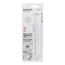 MIDORI SLIDE RULER 鋁木雙拼測量尺, 測量尺-透明, 1個