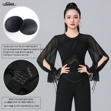 왈츠 댄스복 블라우스 공연의상 라인 라틴 바디슈트