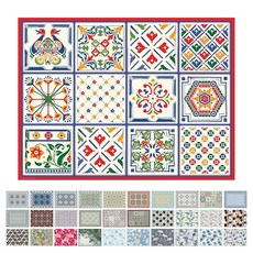 디자인 된 내열성 플레이스 매트 2개 또는 4개 세트 - 유럽 예술가의 독특한 디자인 - 뜨거운 접시와 긁힘으로부터 테이블을 보호합니다. Barcelona Red 3248, Eclectic Scandinavian