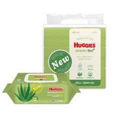 하기스 내츄럴케어 물티슈 캡형 64매 6개 세트 1P roy+714pB, 그린