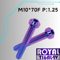ROYAL 鈦合金螺絲 M10*70F P:1.25 飛碟頭型 64鈦 幻彩藍, 1個