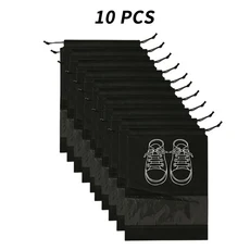 1-30PCS 신발 보관 주최자 가방 부직포 먼지 봉투 휴대용 여행 포장 파우치, 44X32CM, Black-10PCS