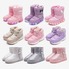 프리프리스 슈즈 25FW 산리오 키즈 LED 라이팅 털 방한부츠