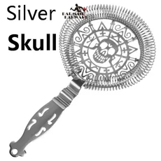 바 스트레이너 스프링 칵테일 스트레이너 스테인레스 스틸 디럭스 스트레이너 바 도구, 기타, 04 Silver Skull