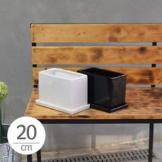 모던 도기화분 옆이 넓은 직사각 20x10x13cm, 화이트 유광, 1개