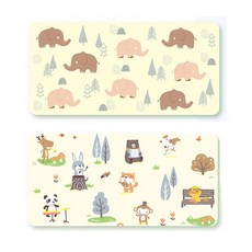 蔓葆 台灣限定雙面加厚嬰兒爬行墊/兒童遊戲墊/野餐墊(1cm雙面圖案-大象樂園 野生動物), 多色