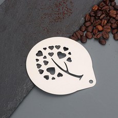 커피아트 라떼아트틀 스텐실 커피용품 모양내기 케이크, 1개, 9. 하트 트리