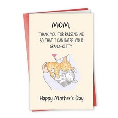 고양이를 사랑하는 엄마를 위한 재미있는 어머니의 날 카드 시어머니를 위한 장난꾸러기 어머니의 날 카드 Raise Grand-Kitty 어머니의 날 카드 Raising Me, 그랜드키티 키티 키티