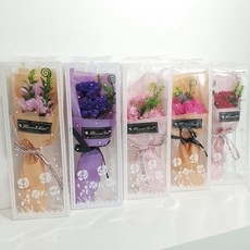향기가득 카네이션 비누꽃다발 3송이+포장+플라워박스 꽃바구니 어버이날, 카네이션 체리핑크