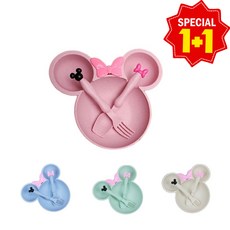 프라임픽 유아식판 어린이 캐릭터 식판 세트 1+1, 블루+핑크, 1세트