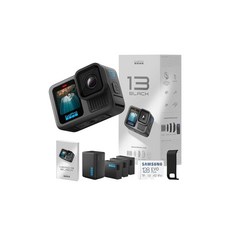 GoPro HERO13 Black + 듀얼 배터리 충전기 + Enduro 배터리 3개 + SD 카드 + 충전구 사이드 도어 5.3K 60fps 10bit HLG-
