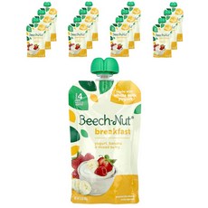 Beech-Nut 브렉퍼스트 생후 12개월 이상 요거트 바나나 & 혼합 베리 파우치 12개 각 99g(3.5oz) Beech-Nut (비치넛)