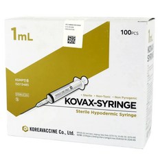 한국백신 일회용 멸균주사기 1CC 1ml 26G 100개입 3개