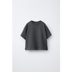 국내배송 자라 ZARA 인터록 플레인 티셔츠 - 다크 앤트러사이트 그레이 970825