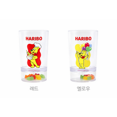 하리보 투명컵 (레드+옐로우) 2개세트 BPA FREE 유아 어린이 젤리컵 내열 내냉 젤리 피규어 컵, 200ml, 1개, 하리보 투명컵(레드+엘로우)