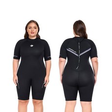 JSNOKLET 플러스 사이즈 여성용 및 남성용 잠수복 3mm 뒷면 지퍼 숏티 잠수복, Womens plus size, Large