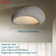북유럽 미니멀리스트 Wabi 크림 바람 Led 천장 조명 샹들리에 광택 거실 식당 홈, 04 Grey  B, 01 warm light, 01 D45cm