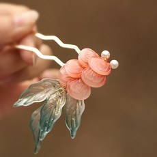 비녀 빈티지 꽃 모양 헤어핀 스틱 클립 중국 태슬 진주 헤어 새로운 U자형 꽃잎 장식