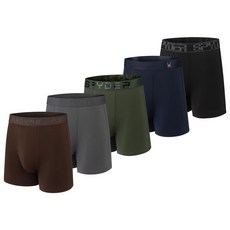 Spyder 남성용 복서 브리프 5팩 폴리 스판덱스 퍼포먼스 속옷 브라운/그레이/그린/네이비/블랙 미디엄 151727